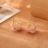 Brincos de Cesta de Rosas em Flor, Design Exclusivo, Brincos Modernos e Elegantes, Luxo Leve, Joia de Orelha Personalizada e Exquisita Presente