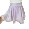 Top de Algodão com Elastano, Cor Roxo Violeta Refletor de Luz, Gola Alta, Manga Curta, Detalhe de Babados e Laço, Estampa de Uva com Gelo, Bloqueio de Cores, Saia