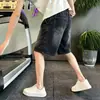 Pantalones cortos de mezclilla elástica de verano para hombre, corte holgado moderno, talla grande, corte recto, pantalones cortos casuales hasta la rodilla, pantalones finos de longitud media de verano 2026