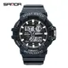 Reloj SANDA para estudiantes, doble pantalla, textura de mezclilla, reloj electrónico multifuncional, reloj electrónico deportivo impermeable transfronterizo