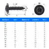 Tornillos Autorroscantes de Acero Inoxidable 304 con Recubrimiento de Zinc Negro, Cabeza Redonda, con Arandela y Impulsor Phillips, Tornillos Autorroscantes de Rosca Gruesa M1.4~M8, Estándar Pwa Guangdong
