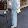 Conjunto Elegante de Tres Piezas para Mujer, Estilo Chanel con Borlas Azules, Moda Primavera 2025: Chaleco, Camisa y Pantalones