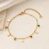 Pulseiras Geométricas de Aço Titânio com Zircônia Colorida em Múltiplos Estilos para Mulheres, Banhadas a Ouro 18K, Não Desbotam, Joias Modernas e Versáteis