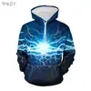 Padrão de Relâmpago no Escuro Impressão 3D Transfronteiriço Novo Moletom com Capuz Casual Masculino e Feminino Fornecimento