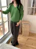 26 Outono Novo Estilo Coreano 100% Lã de Ovelha Cor Sólida Gola V Manga Longa Versátil Para Ir ao Trabalho Casual Suéter de Tricô para Mulheres