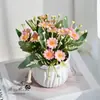 Bonsai de crisântemo pequeno com corda de cânhamo, flores artificiais criativas para interior de casa, adereços de fotografia, decoração de mesa de sala de estar