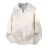 Suéter de cor sólida, com visual de duas peças, decote V, trançado retrô, estilo vintage "old money", unissex, com gola dobrável e caimento solto e casual, perfeito para outono e inverno