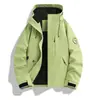 Chaqueta Cortavientos para Exteriores Otoño Invierno Tres en Uno con Forro Polar con Capucha Cálida Engrosada Moda Parche Traje de Montañismo