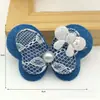 Nuevo Tejido de Encaje de Mezclilla Doble Lazo Accesorios con Forma de Corazón Ropa Hecha a Mano para Manualidades Accesorios