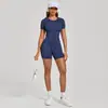 Ropa Deportiva de Una Pieza de Belleza Estéreo Europea y Americana Mono Ajustado de Manga Corta sin Espalda Ropa de Fitness 50310