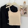 Colete Térmico com Almofadas no Peito para Mulheres, Escovado Micro, Amigo da Pele, para Outono e Inverno, Peça Versátil de Cor Sólida para Usar por Cima, Regata Slim Fit para Camada de Base