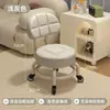 Taburete giratorio con ruedas, taburete bajo para uso doméstico, taburete para cambiarse los zapatos, silla infantil con respaldo, taburete redondo para sala de estar, banco tapizado