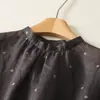 Estilo Verano 2026 Nuevo Estilo Estampado de Lunares Estilo Artístico Camisa Delgada Top de Manga Corta para Mujer
