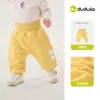 Calça de Cintura Alta Protege Barriga para Bebês, Calça de Inverno para Meninos com Forro de Lã, Calça Longa Quente de Desenho Animado para Bebês
