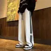 Pantalones Casuales de Pierna Ancha Rayados de Tubo Recto Transfronterizos para Hombre Primavera Otoño Sueltos Modernos Estilo Hong Kong con Caída Versátiles para Deporte