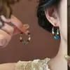 Novos Brincos de Pedra Natural com Contas Estilo Chinês para Mulheres 2025 Novos Brincos Estilo Étnico Retrô Outono e Inverno Brincos Únicos e Bonitos