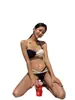 Bikini de Comercio Exterior Europeo y Americano 2025 Bikini Traje de Baño Dividido para Mujer Contraste de Color Traje de Baño Sexy