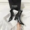 Botines Marrones de Tacón Alto para Mujer 2026 Otoño/Invierno Nuevo Estilo Plus Terciopelo Estilo Coreano Botines Pequeños Tacón Grueso Punta Fina Elásticos Adelgazantes