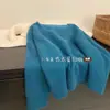 Suéter de tricô laranja com decote V estilo preguiçoso para mulheres, outono e inverno, solto, macio e fofo, peça base para usar por baixo, top de tricô, top branco leitoso