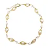Estilo Europeo y Americano Hecho a Mano Alambre de Cobre Enrollado Malla con Forma de Ojo Pulsera Plana de Perlas Conjunto de Joyería de Lujo Ligero para Mujer