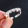 Anillo Abierto con Circonita Incrustada en Forma de Corazón de Moda Lujo Ligero Forma de Corazón Temperamento de Gama Alta Versátil Viaje Diario Joyería para Manos