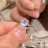 Anillo de Moda Transfronterizo Más Vendido con Corte de Fuegos Artificiales de Topacio para Mujer, Anillo de Joyería de Diamante Rosa y Diamante de Alto Carbono Incrustado de Lujo Ligero