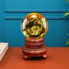 Bola de Cristal Amarilla con Dragón Tallado en su Interior, Bola de Cristal, Bola de Vidrio, Bola de la Suerte, Decoración para Sala de Estar, Regalo para Inauguración de Casa, Artesanía
