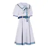 Bang Dream Wakabayashi Mutsuki No Mori Cos Uniforme Preppy Vestido Blanco Cosplay Disfraz de Escenario