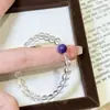 Pulseira de Cristal Branco Natural de Alta Qualidade Design de Nicho Acessórios Simples Feminina Cristal de Dragão Roxo Contas de Transferência Pulseira da Sorte