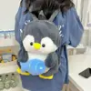 Bolsa de Pelúcia Pinguim Pequeno, Mochila para Estudante Universitário, Mochila de Boneca Desenho Animado Fofa Ins, Porta-Moedas de Pelúcia