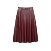 Ins Atacado de Roupas Femininas Estilo Europeu e Americano Transfronteiriço Outono 2026 Nova Saia Midi Camada Decorativa com Efeito de Couro 4387292