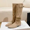 Botas largas estilo perezoso para mujer, botas apiladas retro de otoño e invierno, botas altas adelgazantes de punta afilada de moda estilo coreano 2026, botas largas