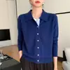Camisa de punto de lana con cuello polo para otoño e invierno, cárdigan chaqueta, de un solo botón, nuevo 2026, suelta, con empalmes, mezcla