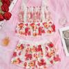 Pijama Casual de Alta Gama Shorts de Tirantes Florales Pequeños Sexy Moda Spice Girls Conjunto de Dos Piezas para el Hogar para Mujer Europeo y Americano
