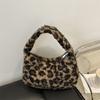 Bolso de Hombro de Lana con Estampado de Leopardo para Otoño e Invierno, Gran Capacidad, Atmósfera Relajada para Viajes, Moda Versátil, Retro, Bolso de Mano
