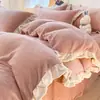 Juego de Ropa de Cama de Lujo de Terciopelo de Leche de Cuatro Piezas Invierno Espesado Felpa Funda Nórdica Terciopelo de Coral Sábana de Cama 2026 Nueva Ropa de Cama