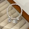 Plato Redondo Gato de la Suerte Retro Pulsera de Buena Suerte para Mujer Pulsera de Cuentas Redondas Lujo Accesible Alta Gama Pulsera de Estilo Chino Nuevo