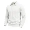 Sudadera POLO Casual para Hombre de Otoño e Invierno Amazon, Texturizada Simple, Peso Pesado, Holgada, Ajuste Holgado, Cuello Camisero, Abotonada