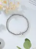 Pulsera de cuentas elástica con letra A pequeña brillante de globo 14k para niñas, pulsera de cuentas de cobre, nueva de otoño
