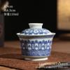 Cuenco con tapa azul y blanca, estilo chino, retro, de cerámica, para el hogar, grande, con forma de herradura, para regalo de mano
