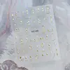 Adesivos de Unha com Flores Tulipa, Pérolas em Relevo, Cristais Diamantados, Tulipas Tridimensionais Banhadas a Ouro e Adesivos de Unha com Bordas Metálicas