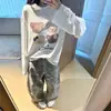 Camiseta de manga larga estilo boyfriend de calle de estilo americano con un lindo estampado de oso, perfecta para primavera, estilo coreano, versátil y con un corte relajado y holgado.