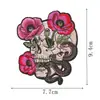Estilo Oscuro Bordado de Calavera con Rosa Marco de Hueso Flor de Mano Parche de Tela Chaqueta de Mezclilla Parche Decorativo Termoadhesivo