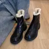 Botines plataforma estilo Martin para mujer petite, nuevo diseño otoño/invierno 2026, zapatos cálidos de algodón, botines cortos versátiles con cremallera lateral