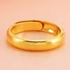 Anillo de Oro Arena de Larga Duración para Mujer, Superficie Lisa, Anillo Abierto Meñique para Pareja, Anillo de Cola de Imitación Oro Cobre Real, Accesorio Transfronterizo