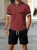 Comércio Exterior Aliexpress Temu Moda Masculina Casual Camiseta Polo de Manga Curta Estampa 3D Conjunto de Roupas e Calças