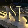 Superfície Espelhada de Aço Inoxidável Caracteres Luminosos Sem Moldura Caracteres com Luz de Fundo Placa de Loja Caracteres Publicitários Personalizados Externos Alta Luminosidade Caracteres de Cabeça de Porta