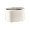 Papelera de escritorio para oficina con soporte extraíble para teléfono, tapa de apertura a presión, mini cubo de basura de almacenamiento, cubo de basura de cocina
