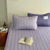 Listras Preguiçosas! Conjunto de Três Peças de Matelassê Misto Listrado Estilo Ins de Seda Gelada Fresca para Verão 1.5m/1.8m Matelassê Macio com Ar Condicionado