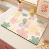 Tapete Absorvente de Água Estilo Pintura a Óleo Floral Fresco de Terra de Diatomáceas Absorvente de Água e Óleo Anti-Manchas para Tigelas, Pratos e Xícaras de Chá